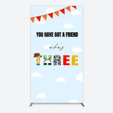 Aperturee - Aperturee Whos Three Blue Sky Toy Happy Birthday Rectangle Backdrop